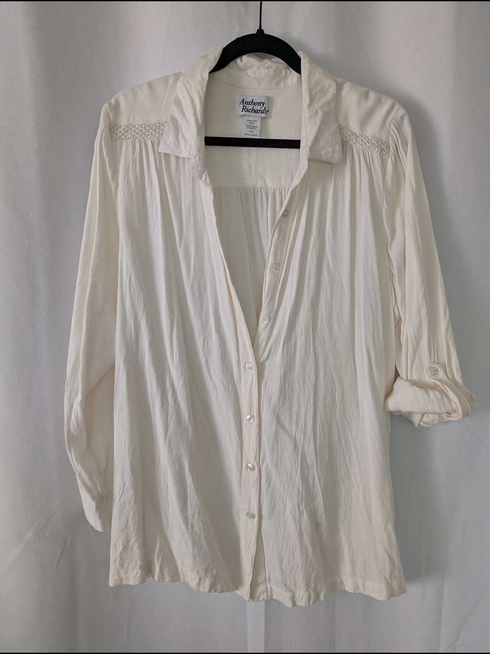 Anthony Richards Cream Button-Front Women's Blouse